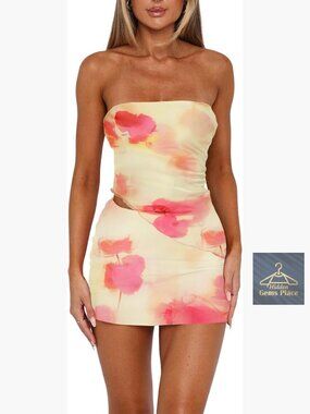Two Piece Skirt Set Strapless Tube Top Bodycon Mini Skirt Going Out